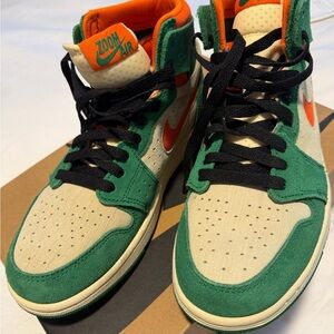 Nike Women's Green and Orange High-Top Sneakers